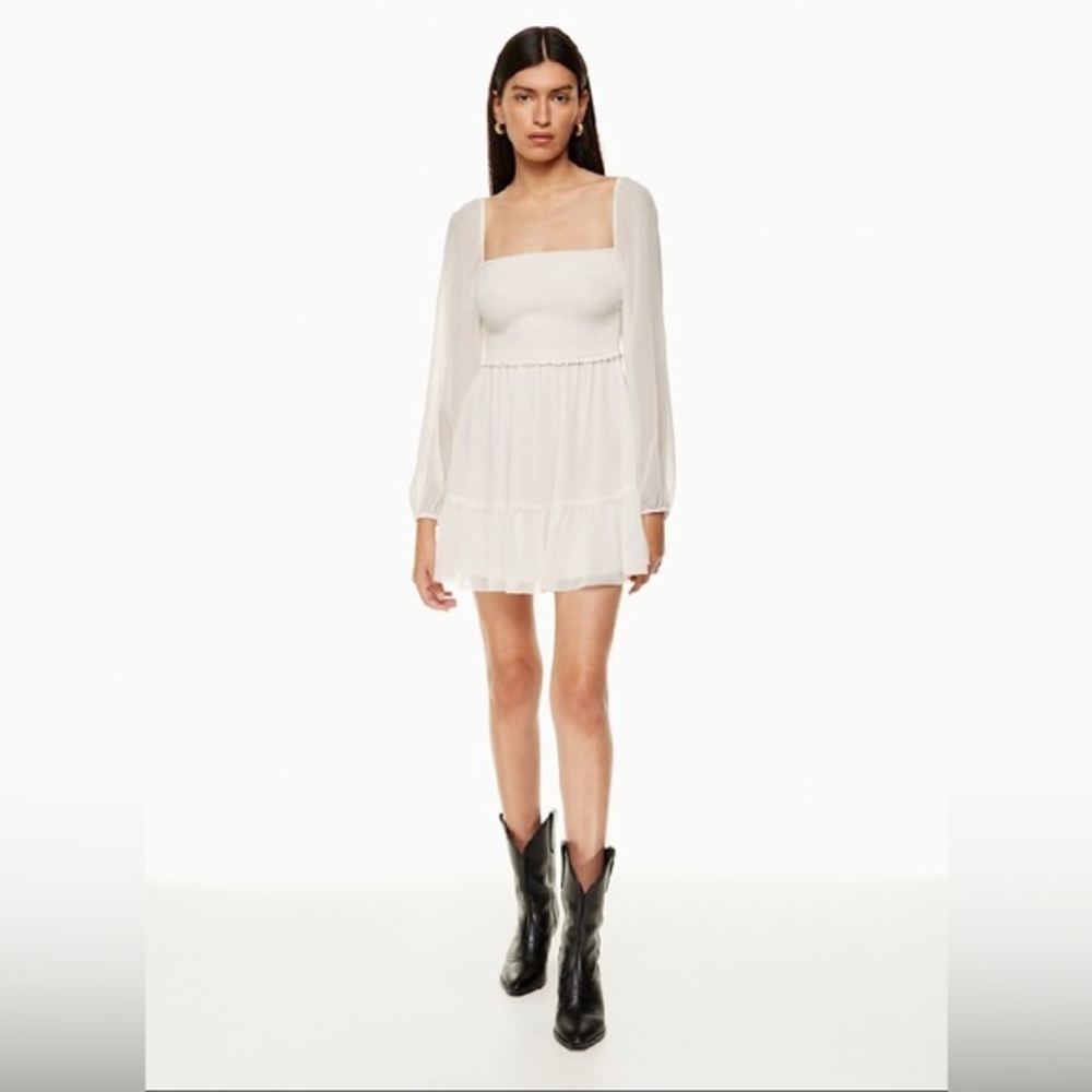 New Aritzia Wilfred Tempest Mini Dress Smocked chiffon mini dress